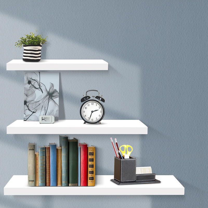 Artiss 3pcs Wall Floating Shelf Set DIY Mount Storage Book Display Rack White