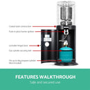 Devanti Outdoor Gas Patio Heater Propane Butane LPG Portable Heater Stand Black Steel