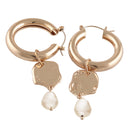 Created Pearl Hoop Drop Earrings