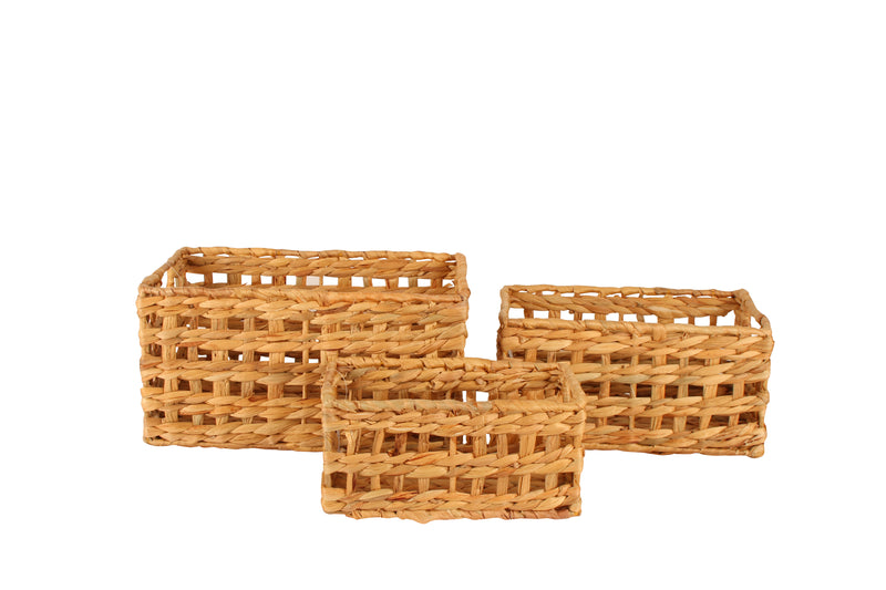 CRESSIDA SET 3 WATER HYACINTH BASKETS 35 X 25 X 18 CM