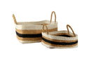 IZZY STRIPE JUTE RECTANGLE BASKETS S2 40 X 30 X 20CM LGE