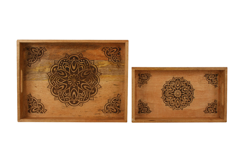 HARMONY MANGO WOOD SERVING TRAYS 40 X 30 X 6CM