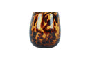 EASTON AMBER LEOPARD PRINT VASE H13 X D12CM