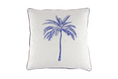 BELIZE BLUE PALM PRINT COTTON FILLD CUSH W PIPING 50 X 50CM
