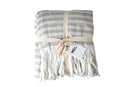 IANTHE BRUSHED STRIPE THROW WITH TASSEL 170 X 130CM