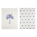 BELIZE BLUE PALM PRINT COTTON TEA TOWEL 2 PACK 60 X 40CM