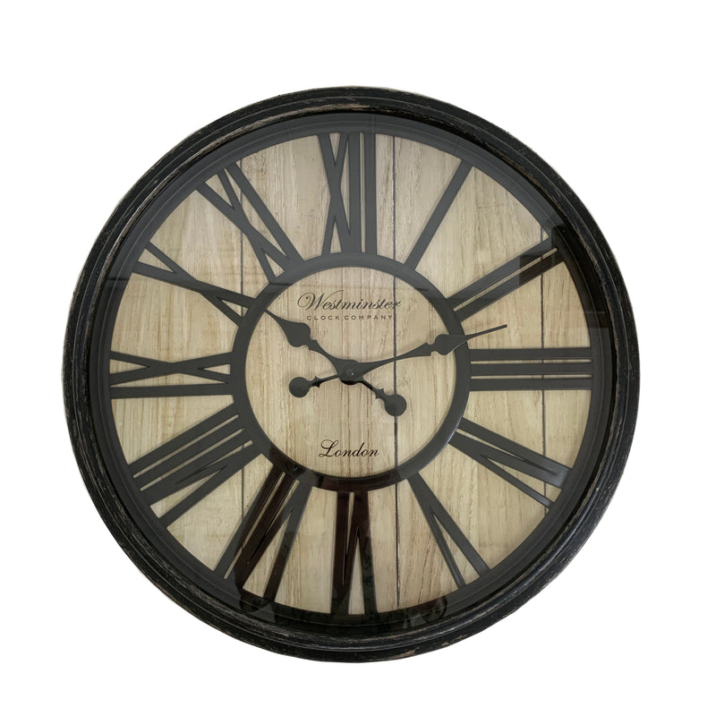 HOLBORN ROMAN NUMERAL CLOCK BLACK 52 X 52 X 6CM