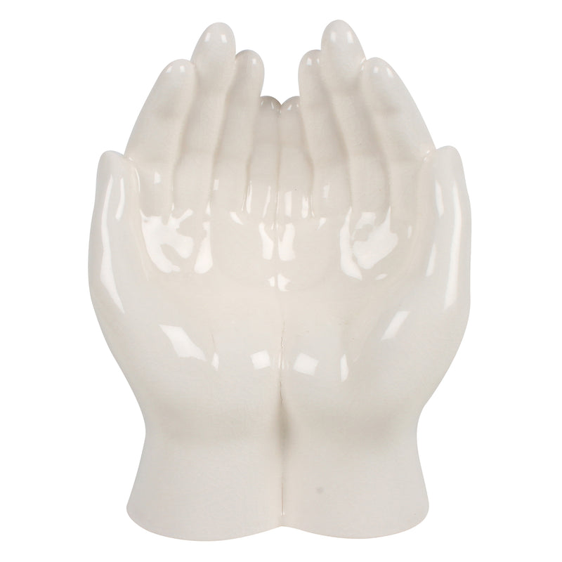 HAVEN OPEN HANDS PORCELAIN STAND WHITE 21 X 15 X 9CM