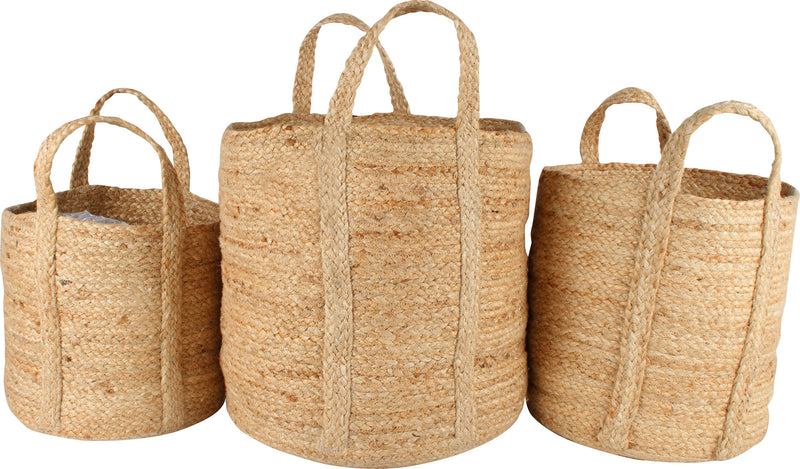 HENNA S3 JUTE BASKETS NATURAL 35 X 35CM LARGE