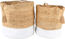 CLOVER S2 JUTE BASKET W TASSEL 2 ASST SIZE 35 X 35CM LGE