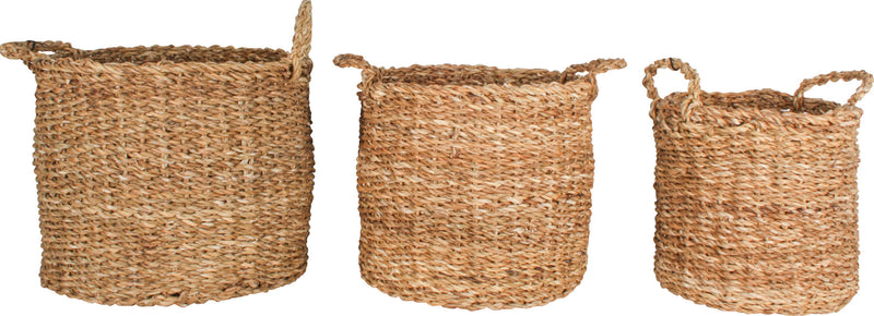 YAMBA S3 SEAGRASS ROUND BASKET WITH HANDLE 36 X 30CM LGE