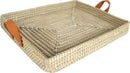 NOOSA PALM LEAF TRAY LEATHER HANDLE 45 X 35 X 6CM LGE SIZE