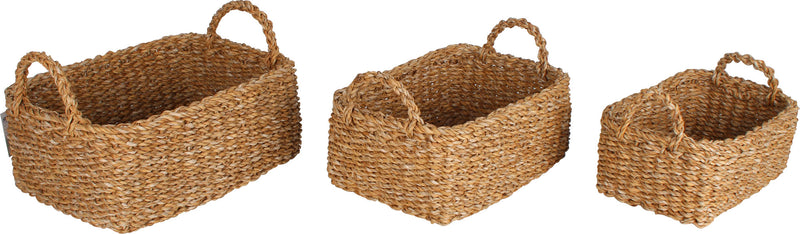 BONDI S3 SEA GRASS RECTANGLE KITCHEN BASKETS 36 X 27 X 15CM