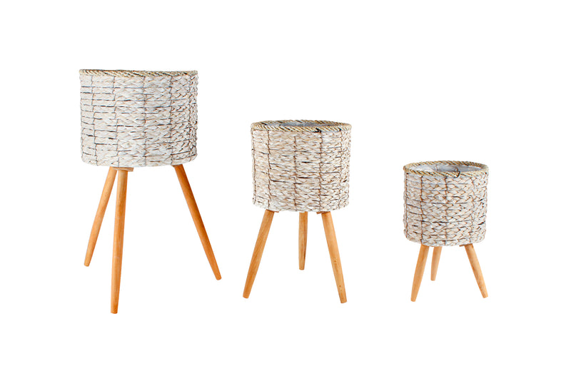 MALO S3 POT PLANT STANDS WITH LEGS KD 30 X 58CM LGE WHITE