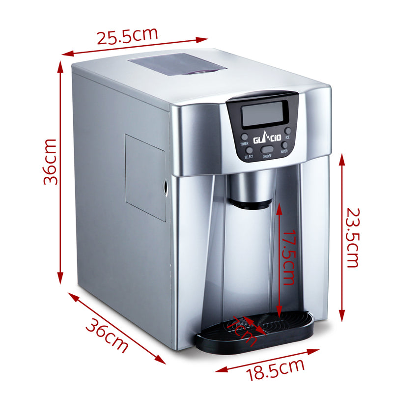 Devanti 2L Portable Ice Maker Water Dipenser Ice Cube Machine - Silver