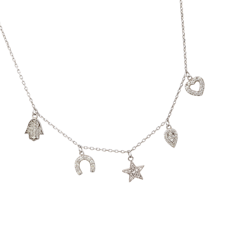 SI STERLING SILVER CHARMED NECKLACE