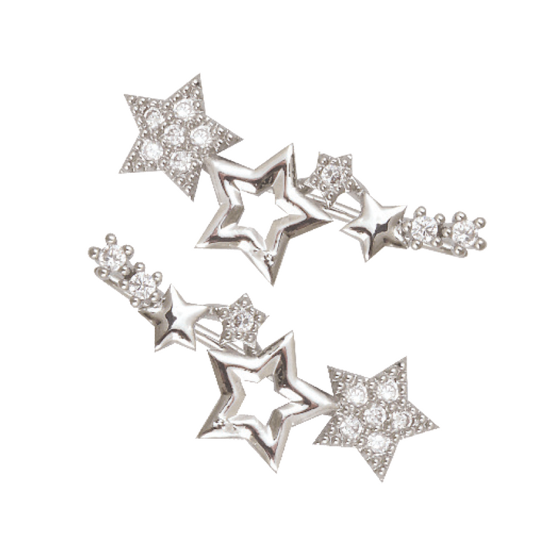 STAR STERLING SILVER PIERCED EARRINGS