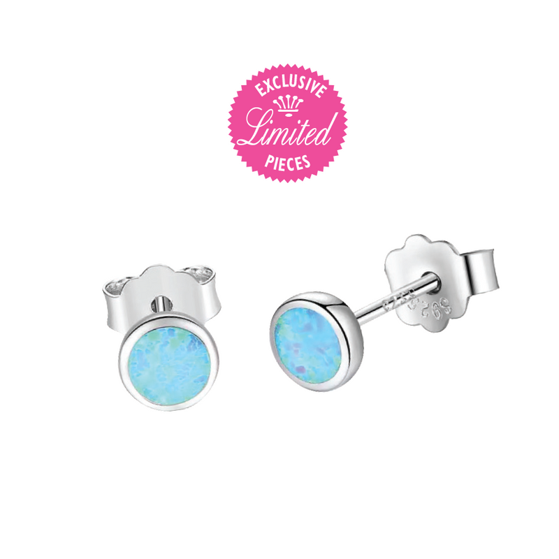 BLUE OPAL STERLING SILVER STUDS