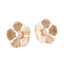 FLOWER PEARL PIERCED EARRINGS