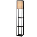 Artiss Floor Lamp LED Storage Shelf Standing Vintage Wood Light Reading Bedroom - Black