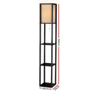 Artiss Floor Lamp LED Storage Shelf Standing Vintage Wood Light Reading Bedroom - Black