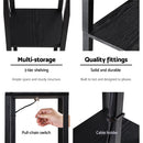 Artiss Floor Lamp LED Storage Shelf Standing Vintage Wood Light Reading Bedroom - Black