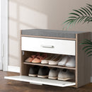 Artiss Shoe Cabinet Bench Shoes Storage Organiser Rack Fabric Seat Wooden Cupboard Up to 8 pairs