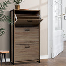Artiss Shoe Cabinet Shoes Storage Rack Wooden Organiser Up to 24 Pairs Shelf Cupboard Metal Frame