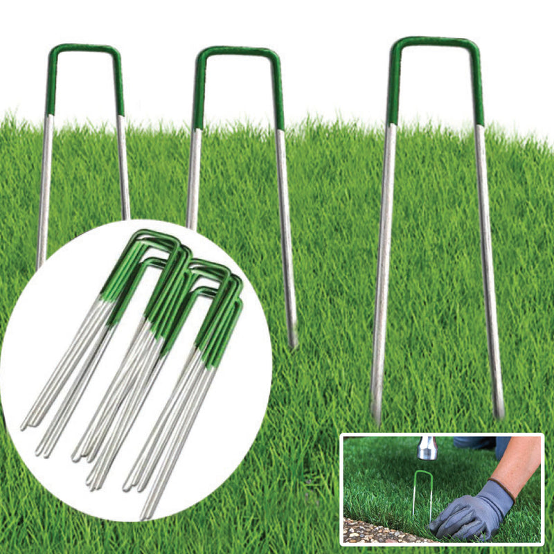 100 PACK GALVANISED STEEL PINS FOR SYNTHETIC LAWN