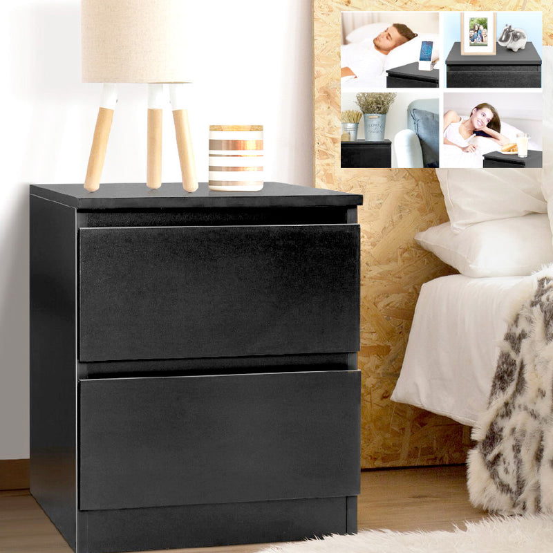 ARTISS BEDSIDE UNIT WITH DOUBLE DRAWERS