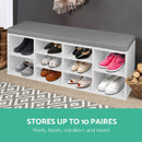 WOOD FINISH SHELF BENCH WITH SEAT TOP