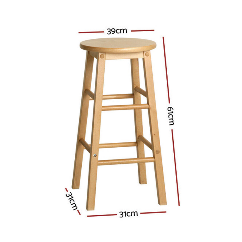 SET OF 2 ARTISS DELUXE WOODEN BAR STOOLS