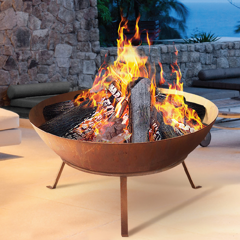 GRILLZ 70CM RUSTIC IRON FIRE PIT WITH STAND