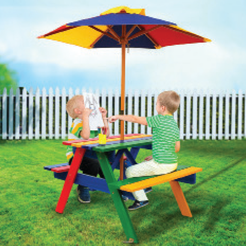 KIDS BENCH AND UMBRELLA SET