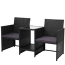 Gardeon Outdoor Setting Wicker Loveseat Birstro Set Patio Garden Furniture Black Gardeon