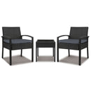 Patio Furniture 3 Piece Wicker Outdoor Lounge Setting Rattan Set Cushion