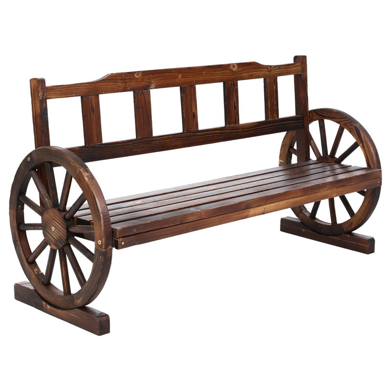 Gardeon Wooden Wagon Garden Bench 3 Seat Outdoor Chair Lounge Patio Furniture