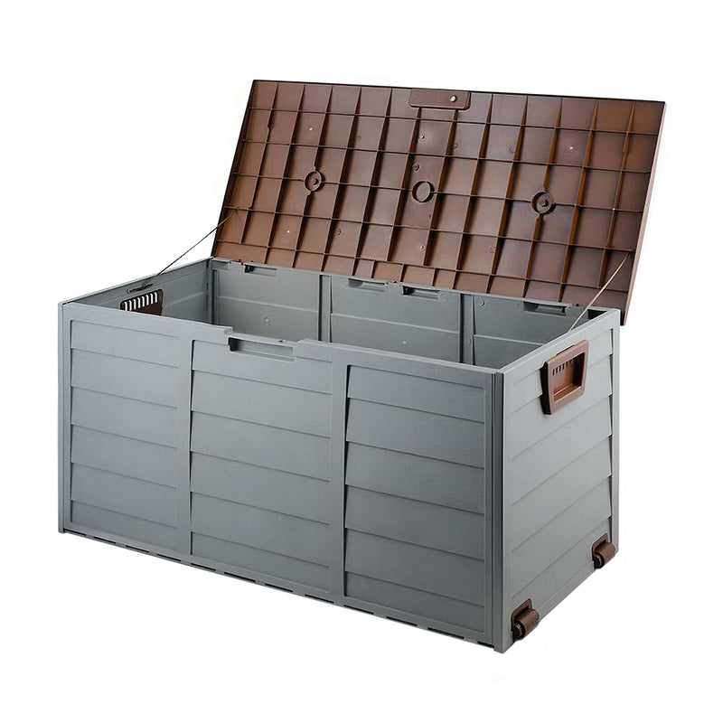 Outdoor Storage Box Garden Shed Toy Tool Weatherproof Lockable 290LBrown