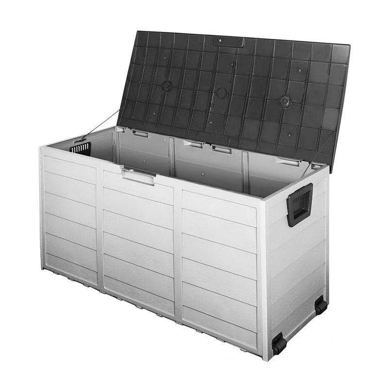 290L Outdoor Storage Lockable Box Weatherproof Garden DeckToy Shed BLACK