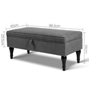 Artiss Blanket Box Storage Ottoman Linen Fabric Chest Foot Stool Bed Couch Grey