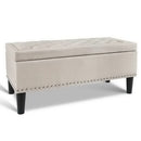 Artiss Blanket Box Storage Ottoman Linen Fabric Chest Foot Stool Bench Taupe