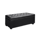 Artiss Blanket Box Storage Ottoman PU Leather Foot Stool Chest Bed Large Black
