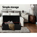 Artiss Blanket Box Storage Ottoman PU Leather Foot Stool Chest Bed Large Black