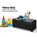 Artiss Blanket Box Storage Ottoman PU Leather Foot Stool Chest Bed Large Black