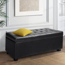 Artiss Blanket Box Storage Ottoman PU Leather Foot Stool Chest Bed Large Black