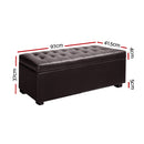 Artiss Blanket Box Ottoman Storage PU Leather Foot Stool Chest Toy Bed Brown