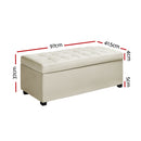 Artiss Storage Ottoman Large PU Leather Chest Blanket Toy Box Bed Seat Cream WH