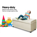 Artiss Storage Ottoman Large PU Leather Chest Blanket Toy Box Bed Seat Cream WH