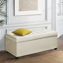 Artiss Storage Ottoman Large PU Leather Chest Blanket Toy Box Bed Seat Cream WH