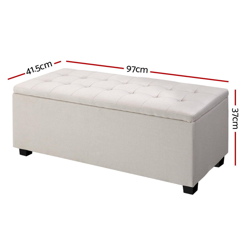 Artiss Storage Ottoman Blanket Box Large Seat Fabric Foot Stool Chest Toy Bed